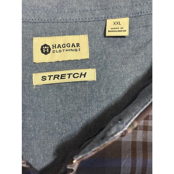 Haggar Stretch Plaid Long Sleeve Button Down Shirt Size XXL NWT - Picture 3 of 7